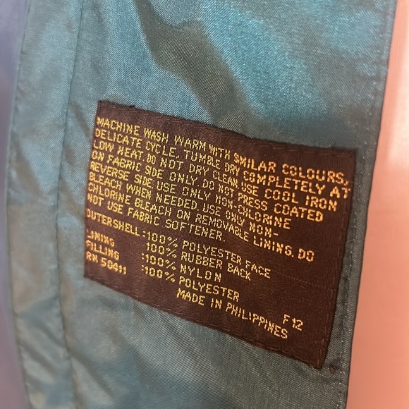 Vintage Trenchcoat Women L Turquoise Metallics Shimmer with Pockets Button Down - Picture 17 of 17